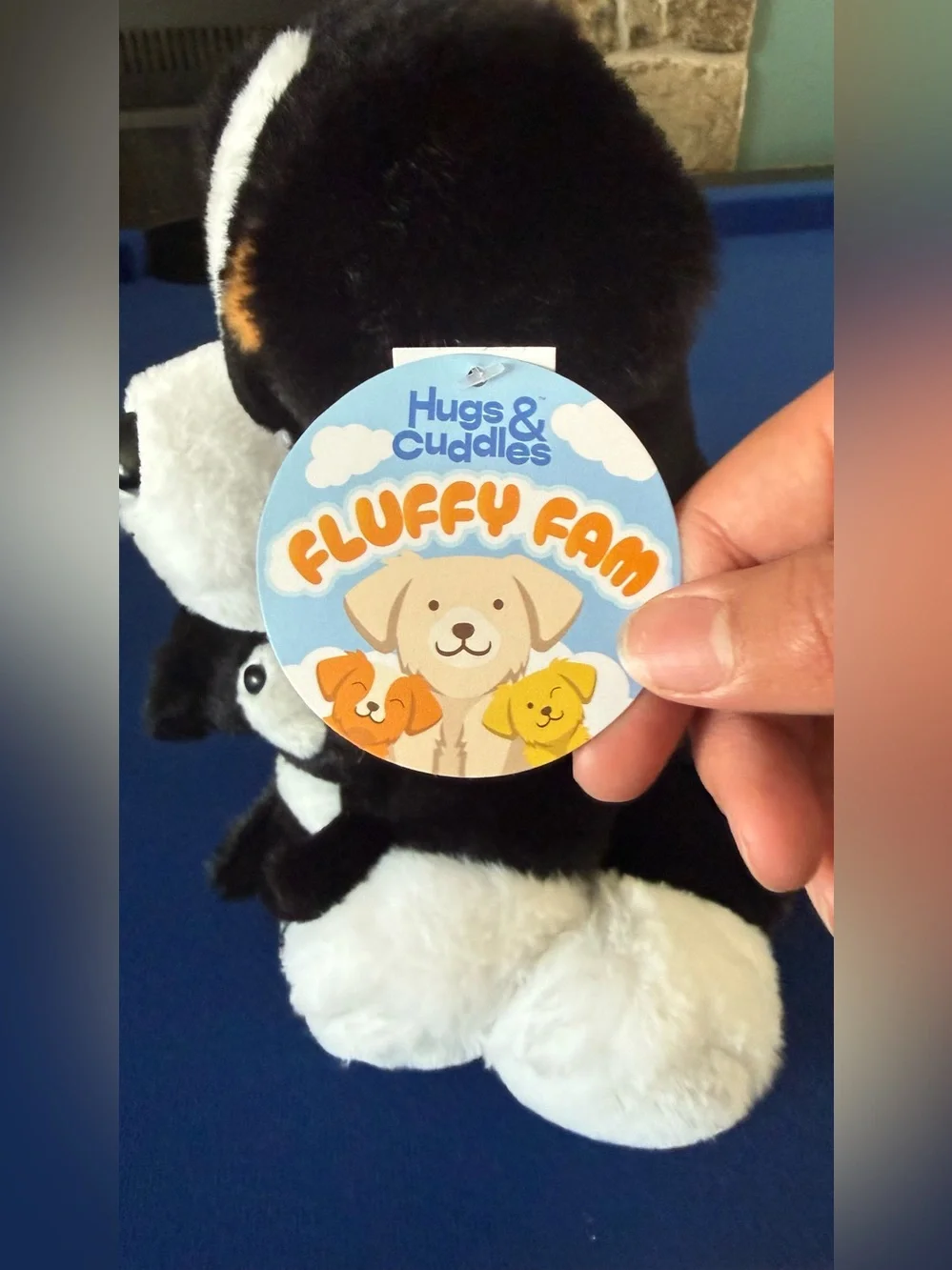 Black & White Plush Dog with Puppy